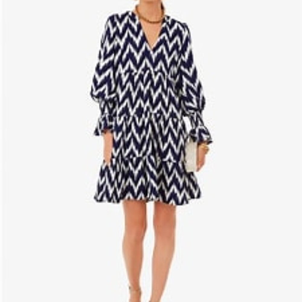 NEW Tuckernuck Pomander Place Kenzo Ikat Kenzo Navy White Dress L